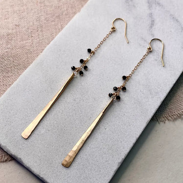 Hammered Metal Stick Bead Earrings