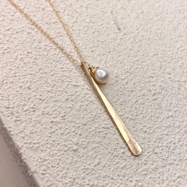 Hammered Stick and Stone Necklace