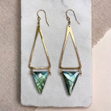 Hammered Triangle Stone Drop Earrings