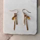 Hammered Fringe Herkimer Diamond Earrings