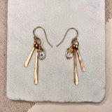 Hammered Fringe Herkimer Diamond Earrings