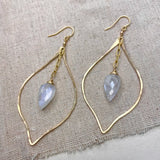 Hammered Petal Moonstone Drop Earrings