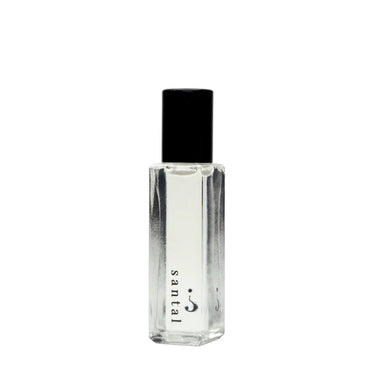short square glass perfume roll on bottle with black top 