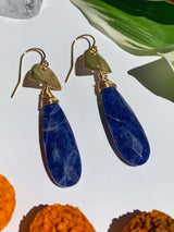 Single stone drop earrings in gold and lapis