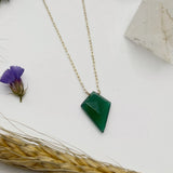 green onyx kite shaped stone on gold dainty chain