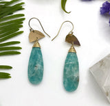 Single stone drop earrings and gold and Amazonite