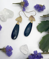 Single stone drop earrings in gold and black onyx
